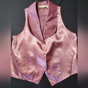 Vintage Victoria’s Secret Pink Satin Shawl Collar Snap Front Vest Small